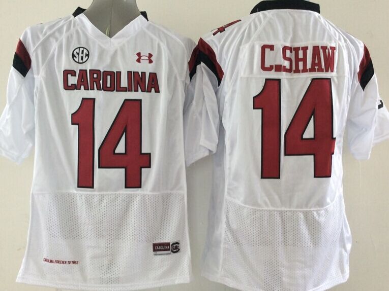 NCAA Youth South Carolina Gamecock White #14 C shaw jerseys->youth ncaa jersey->Youth Jersey